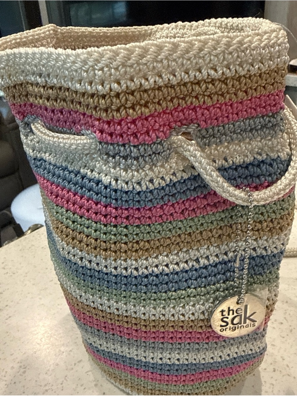 NWT The Sak Crochet Craze P "OMG" Mini Backpack Resort Stripe Boho Vintage